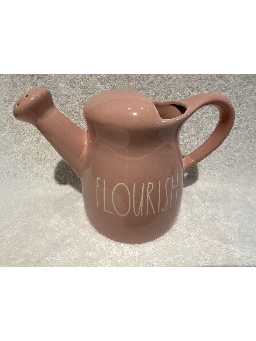 Rae Dunn Artisan Collection 36oz. Pink Ceramic ‘Flourish’ Garden Watering Can
